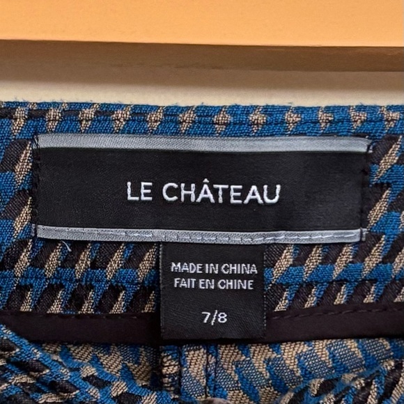 Le Château| Jacquard Blue and Tan Houndstooth Trouser Pants Sz 8 - Picture 5 of 8